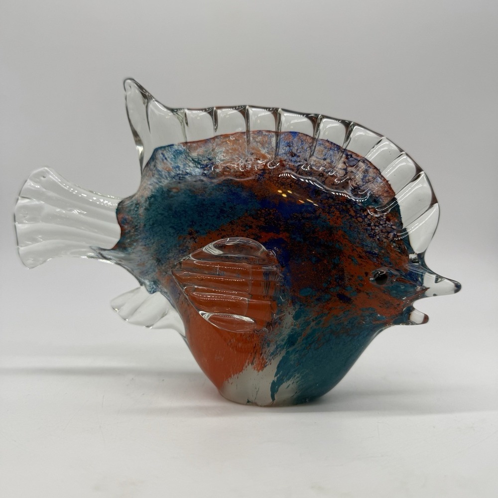 Art Glass Tropical Marine Fish Multicolor Red Green Blue Figurine Sculpture